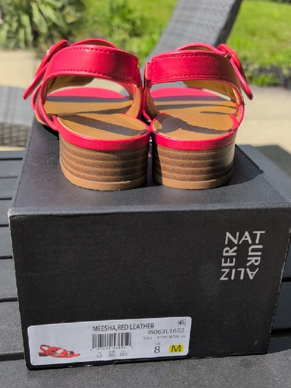 Naturalizer Red Leather Slingback Sandals with Buckle - Picture 5 of 6